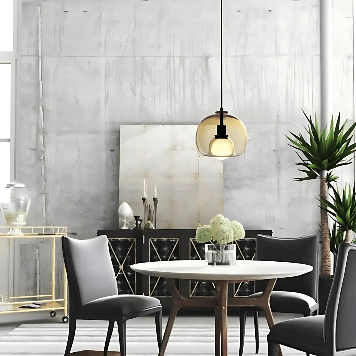 Pendant Light Handblown Glass Adjustable Drop & Standard Socket