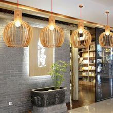 Pendant Light Handcrafted Solid Wood Adjustable Drop