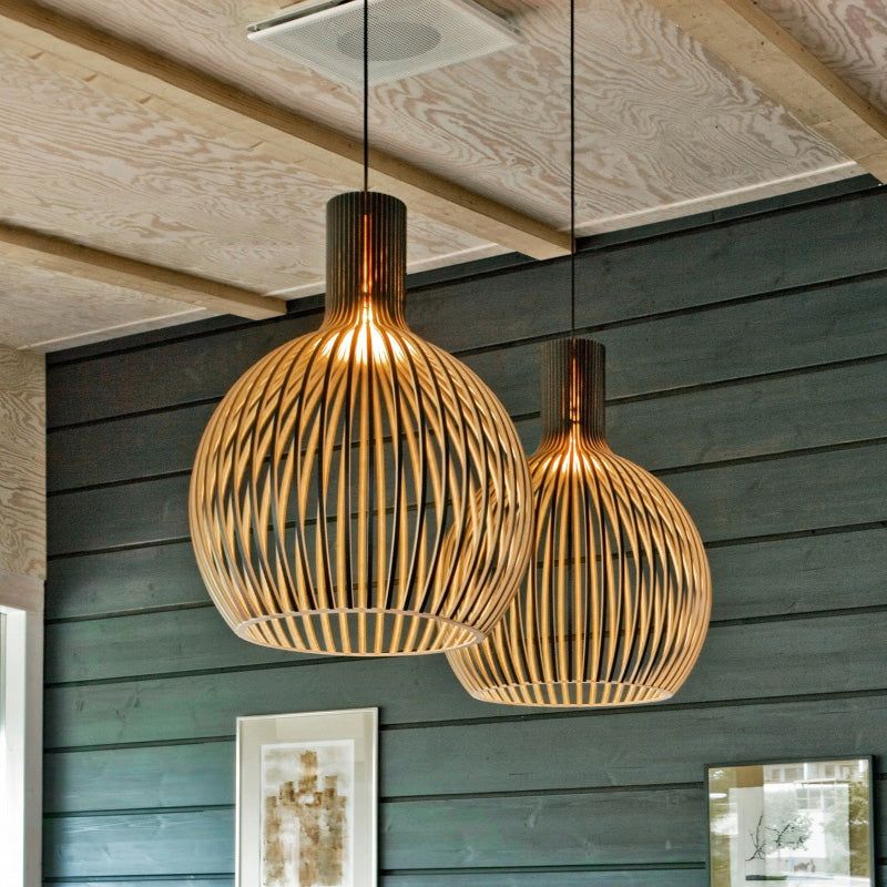Pendant Light Handcrafted Solid Wood Adjustable Drop