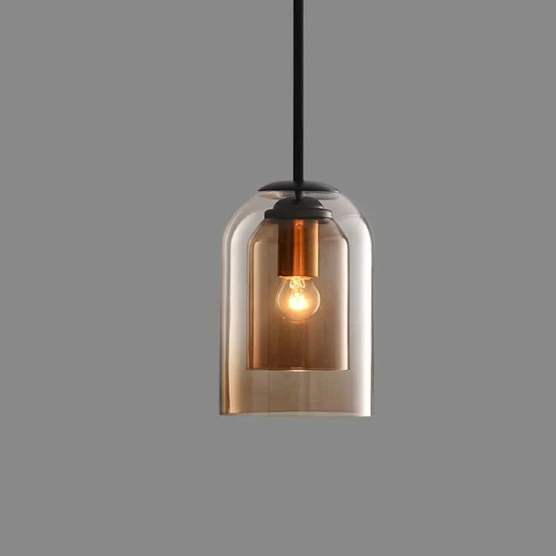 Pendant Light Nested Double Glass Shades Adjustable Drop