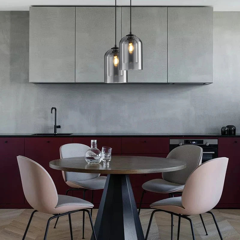 Pendant Light Nested Double Glass Shades Adjustable Drop