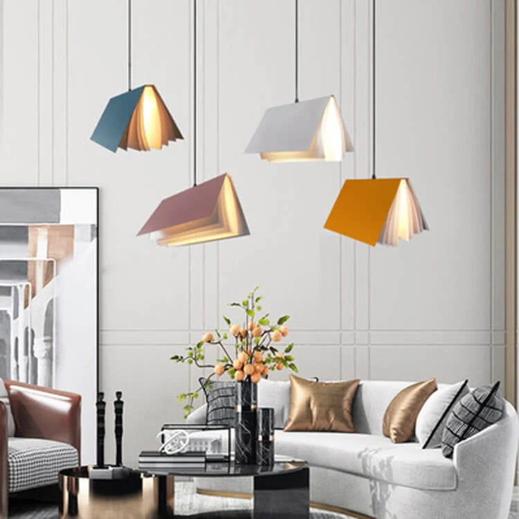 Pendant Light Open-Book Matte Shade Adjustable Cable