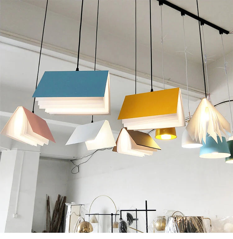 Pendant Light Open-Book Matte Shade Adjustable Cable