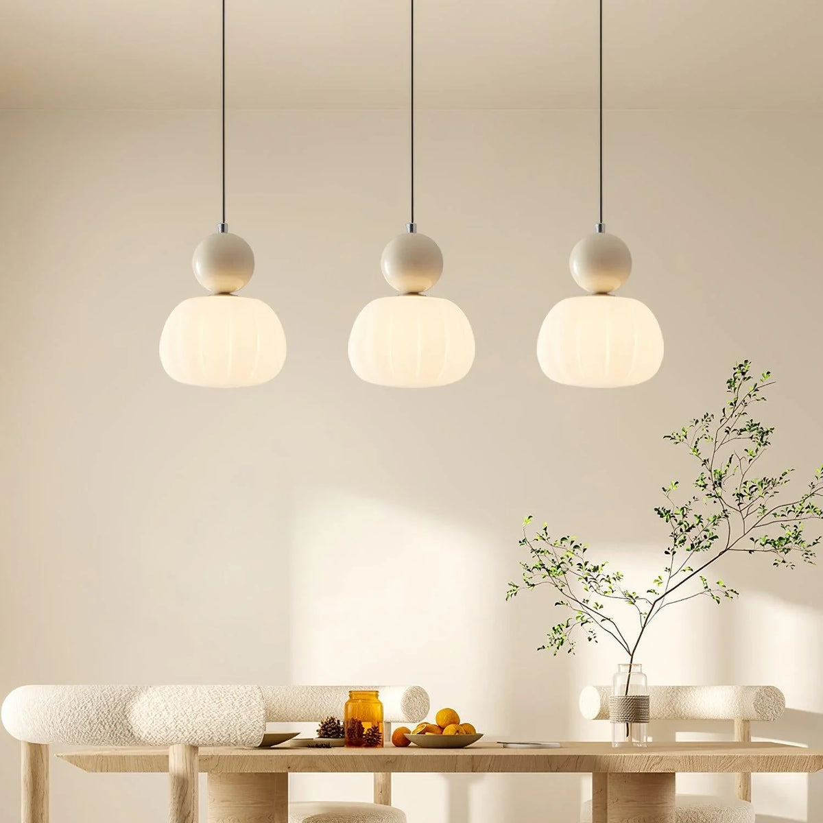 Pendant Light Organic Acrylic Satin Shade Adjustable Drop