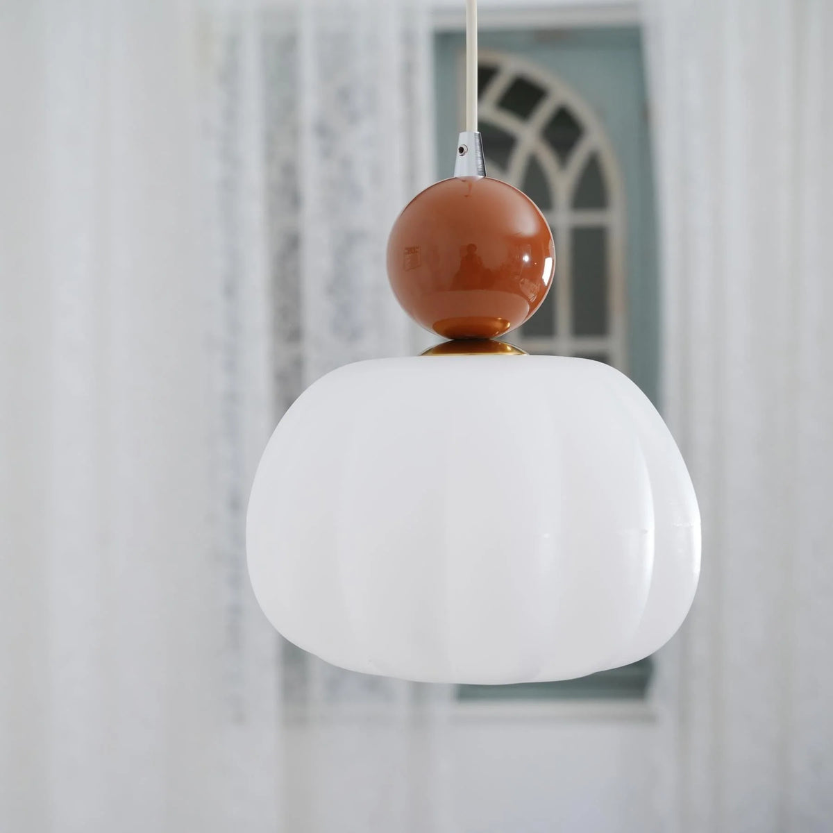 Pendant Light Organic Acrylic Satin Shade Adjustable Drop