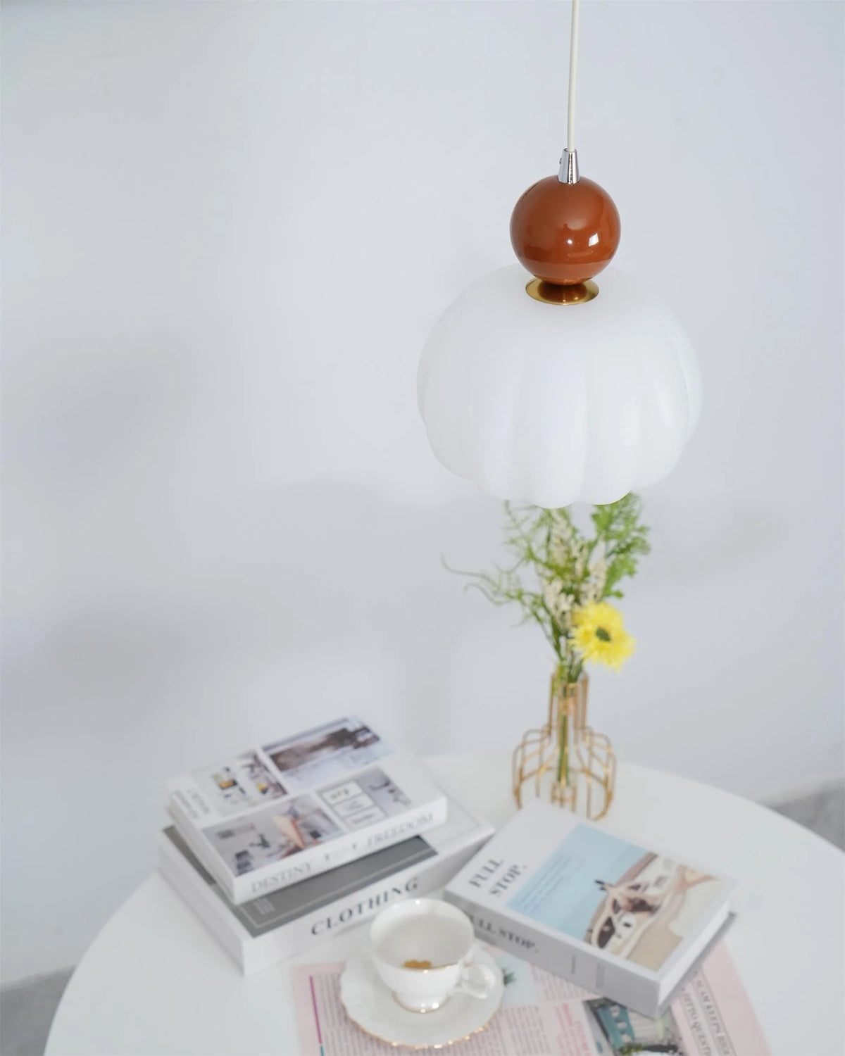Pendant Light Organic Acrylic Satin Shade Adjustable Drop