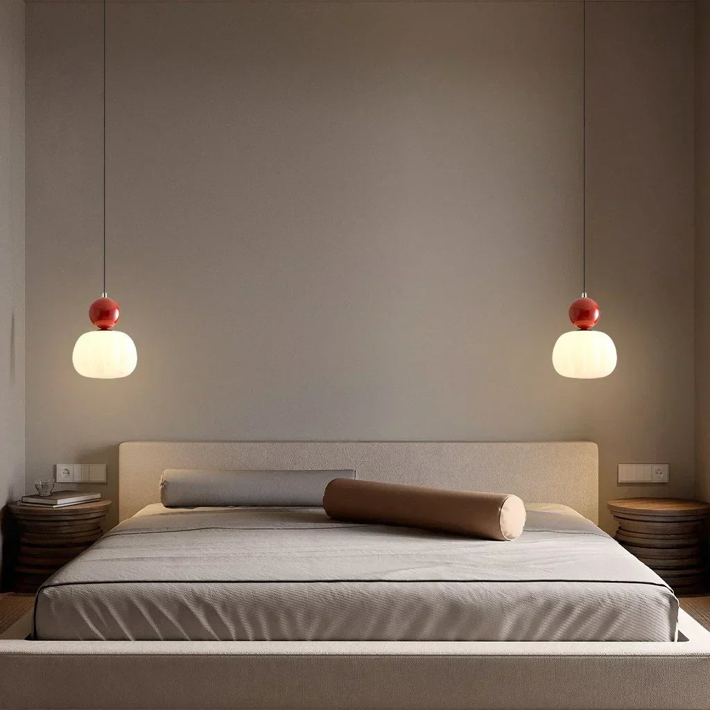 Pendant Light Ribbed Shade Integrated Warm LED & Reflective Interior