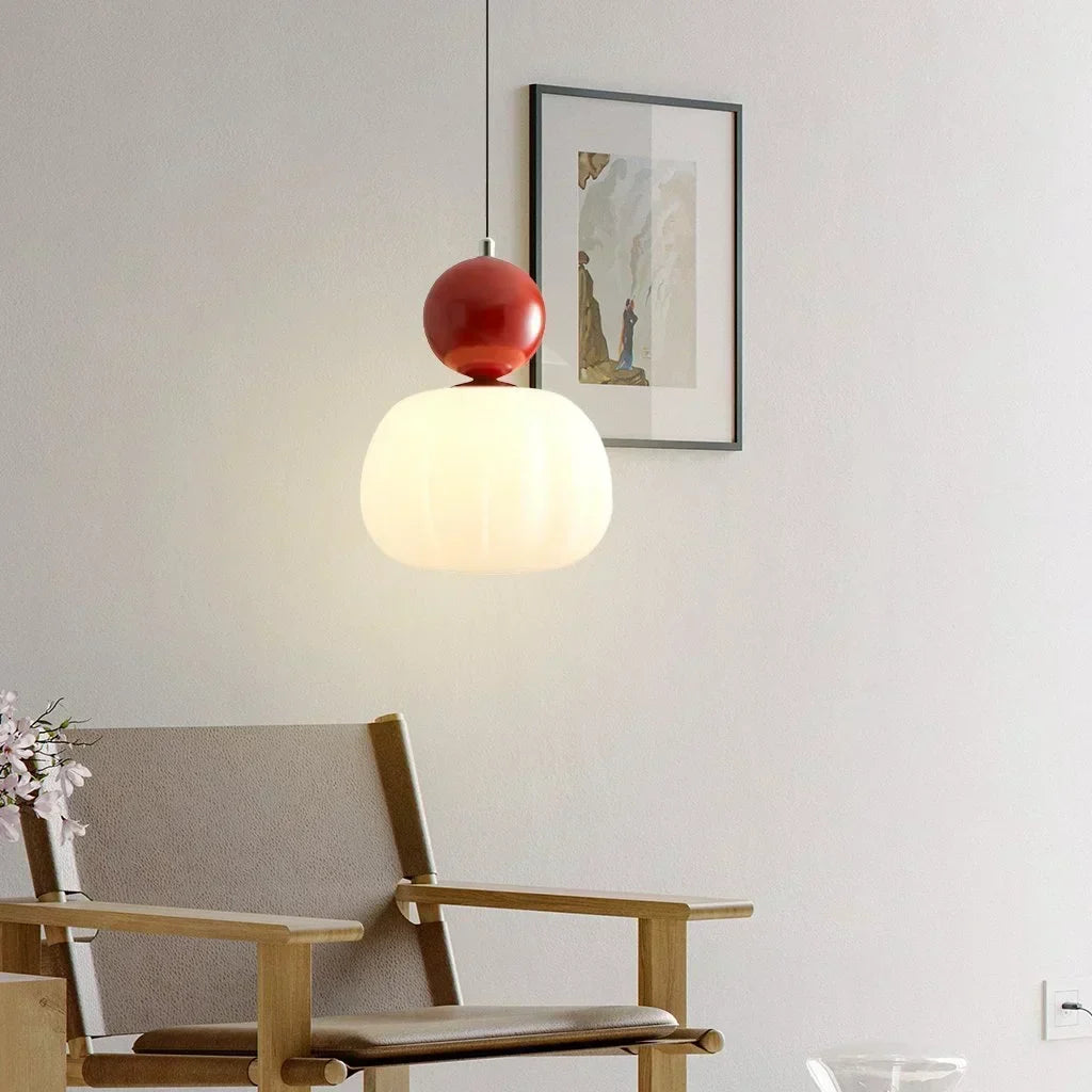 Pendant Light Ribbed Shade Integrated Warm LED & Reflective Interior