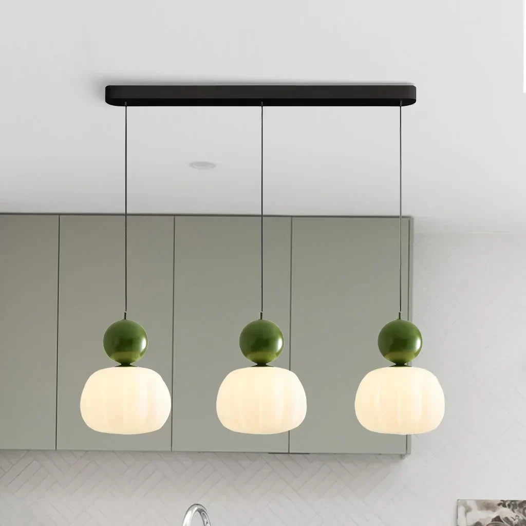 Pendant Light Ribbed Shade Integrated Warm LED & Reflective Interior