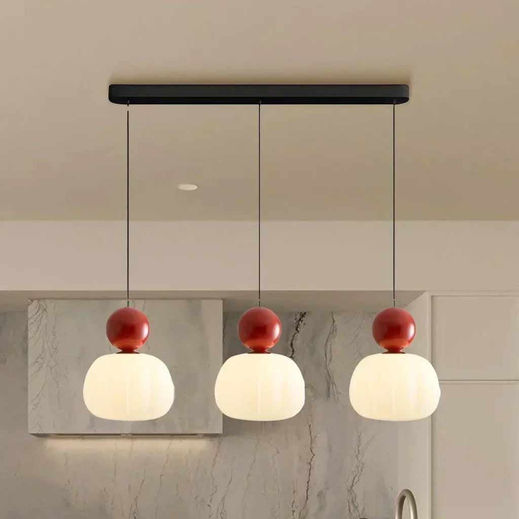 Pendant Light Ribbed Shade Integrated Warm LED & Reflective Interior