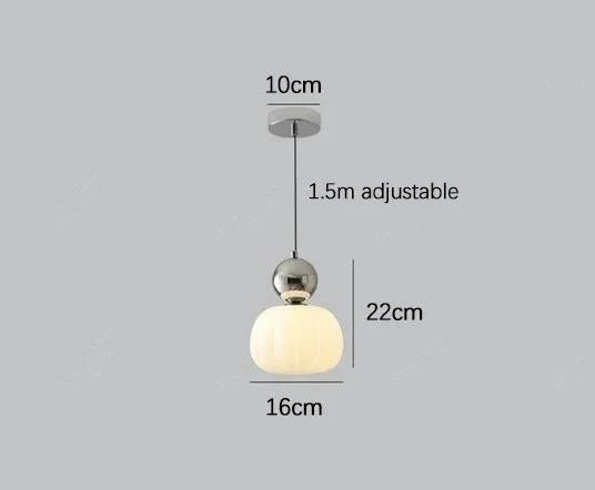 Pendant Light Ribbed Shade Integrated Warm LED & Reflective Interior