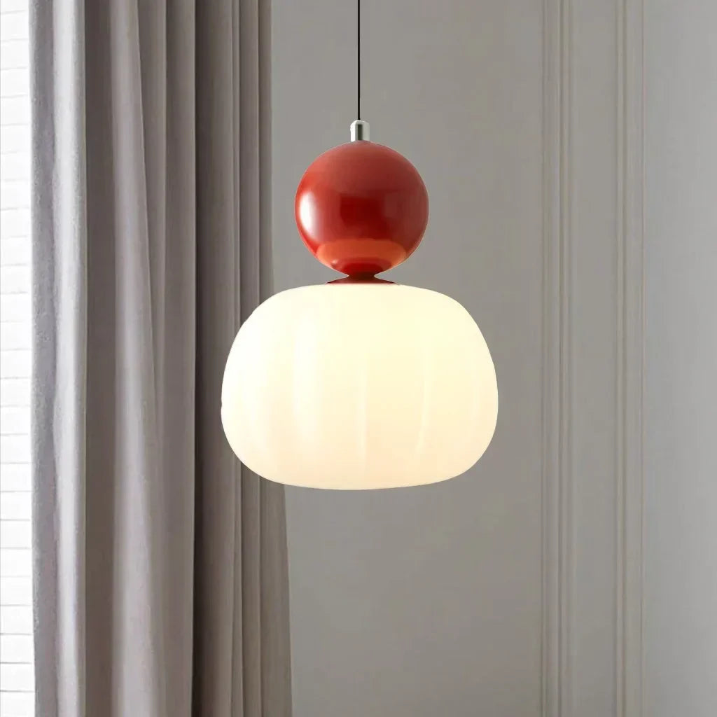 Pendant Light Ribbed Shade Integrated Warm LED & Reflective Interior