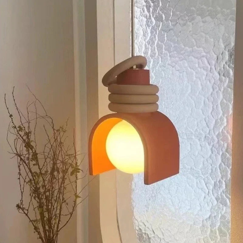 Pendant Light Textured Resin Shade Warm Mottled Glow