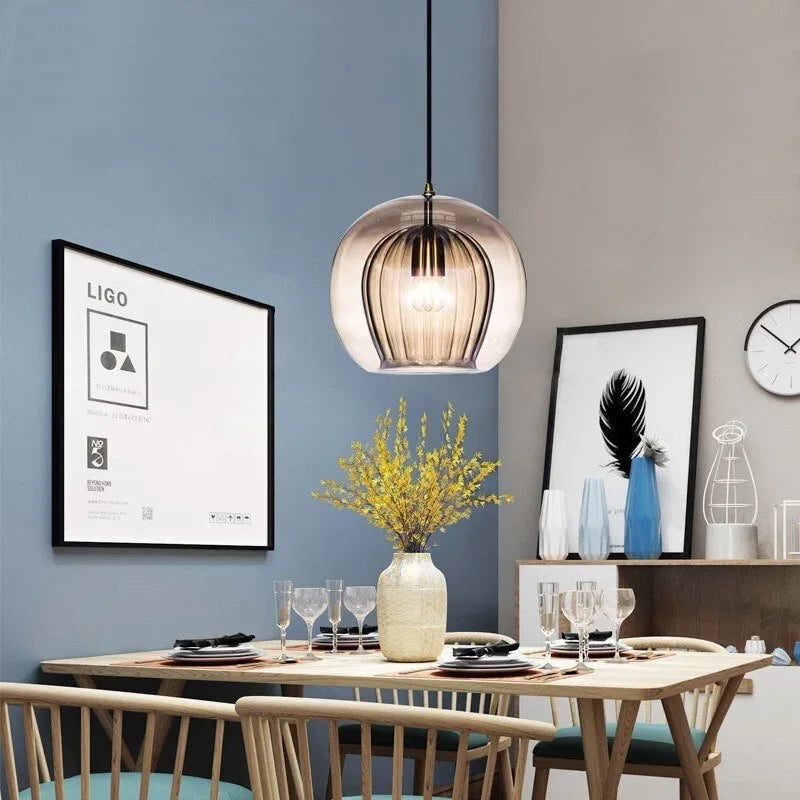 Pendant Light Treated Glass Diffused Light Adjustable Drop