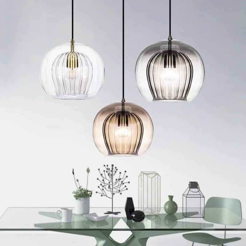 Pendant Light Treated Glass Diffused Light Adjustable Drop