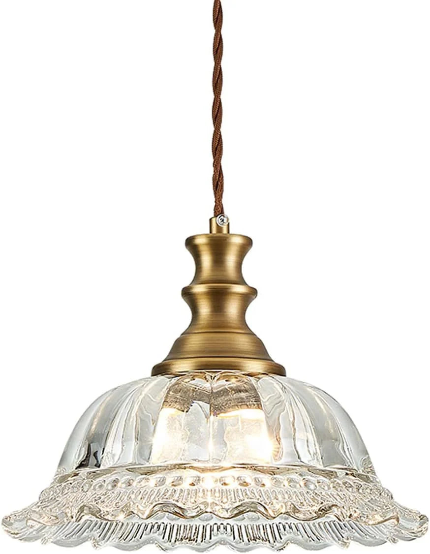 Pendant Light Vintage Glass Shade Adjustable Hanging Height LED Compatible