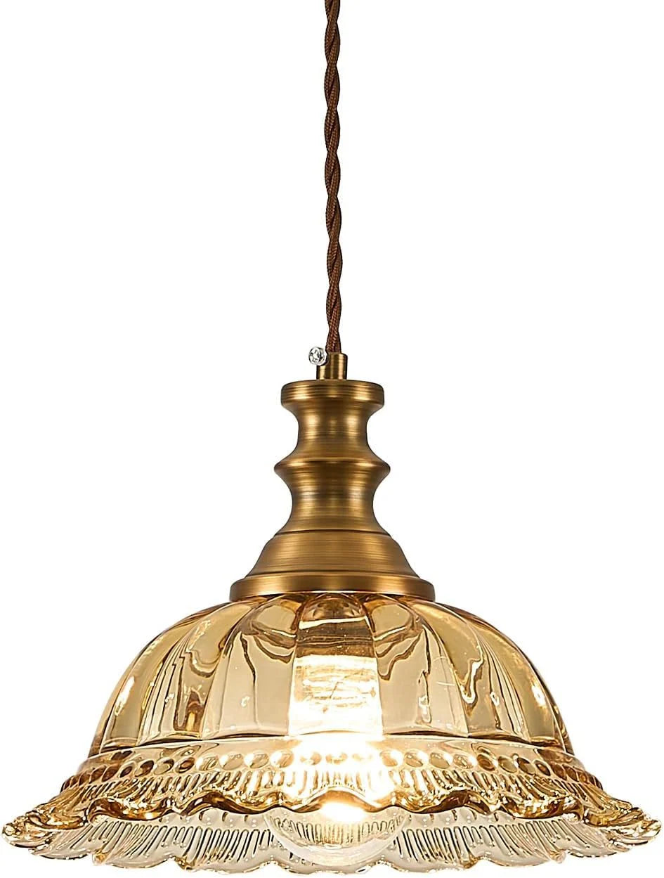 Pendant Light Vintage Glass Shade Adjustable Hanging Height LED Compatible