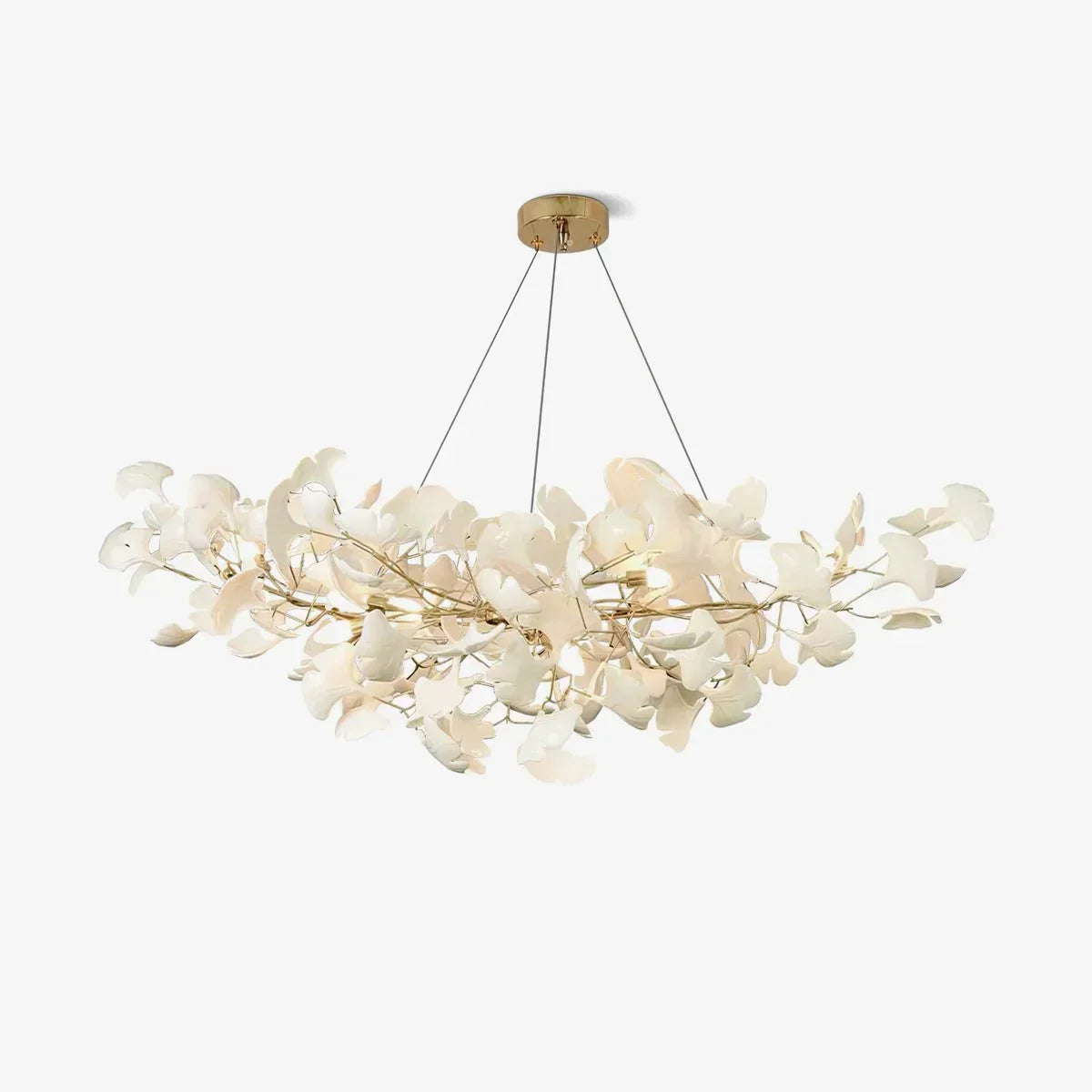 Pendant Light White Ceramic U-Shaped Design Adjustable Suspension