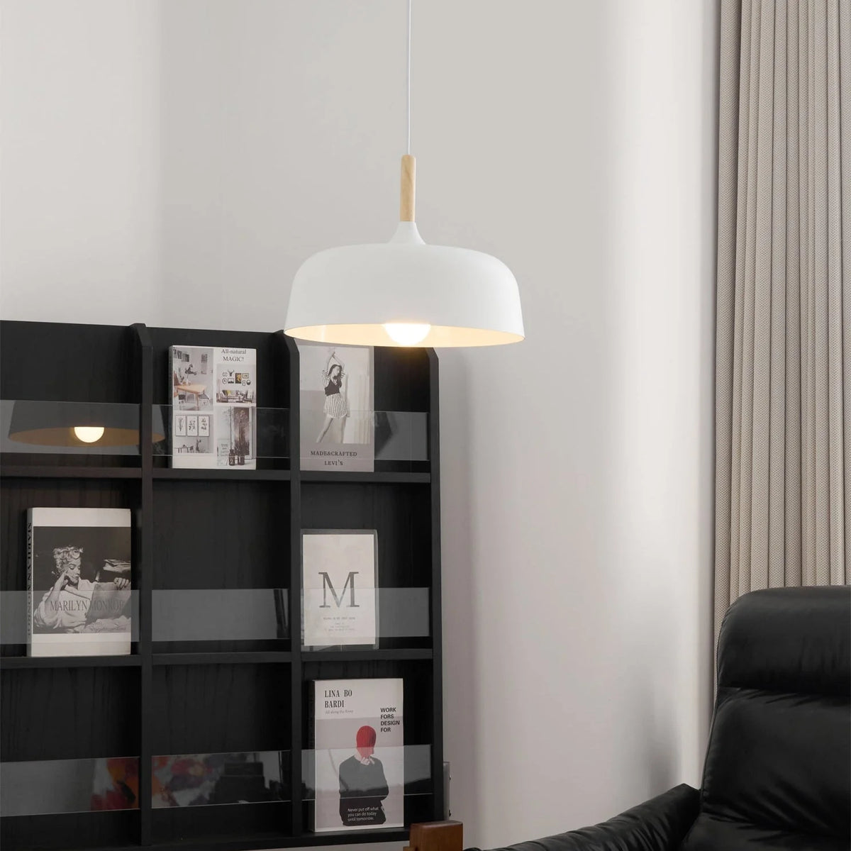 Pendant Light Zinc Alloy & Solid Wood Adjustable Cord