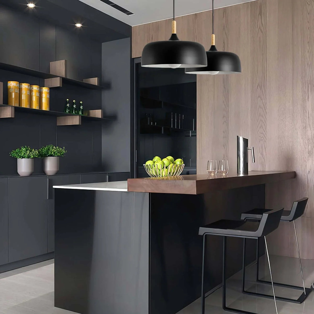Pendant Light Zinc Alloy & Solid Wood Adjustable Cord