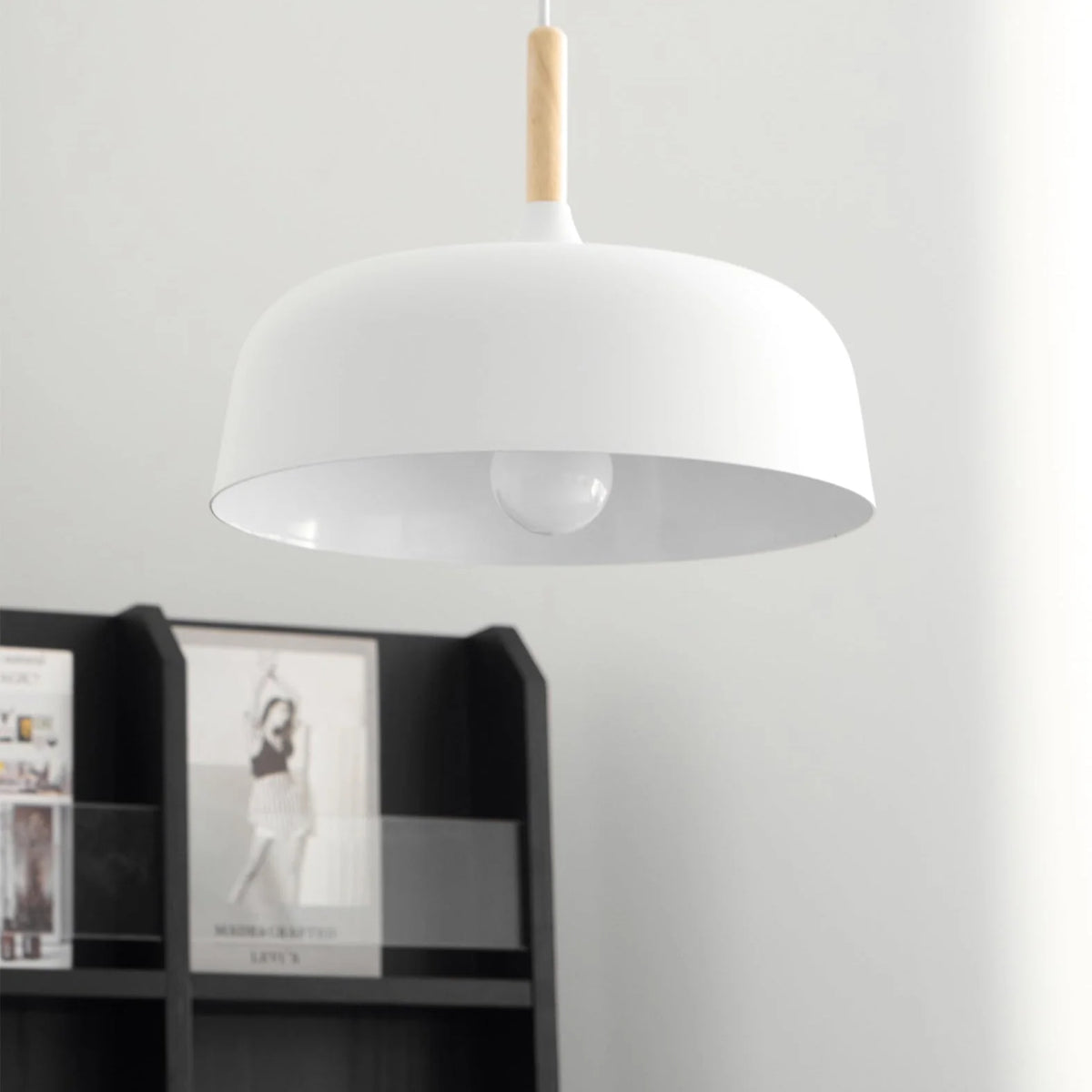 Pendant Light Zinc Alloy & Solid Wood Adjustable Cord