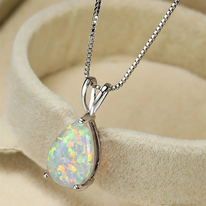 Pendant Necklace Infinity Symbol With Opal Accent