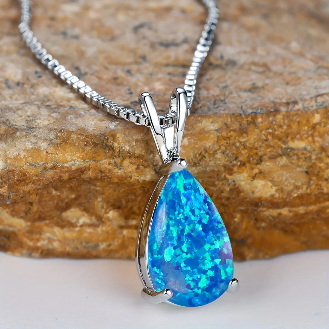 Pendant Necklace Infinity Symbol With Opal Accent