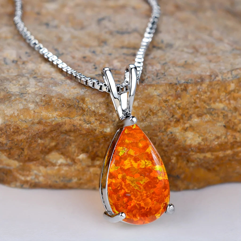 Pendant Necklace Infinity Symbol With Opal Accent