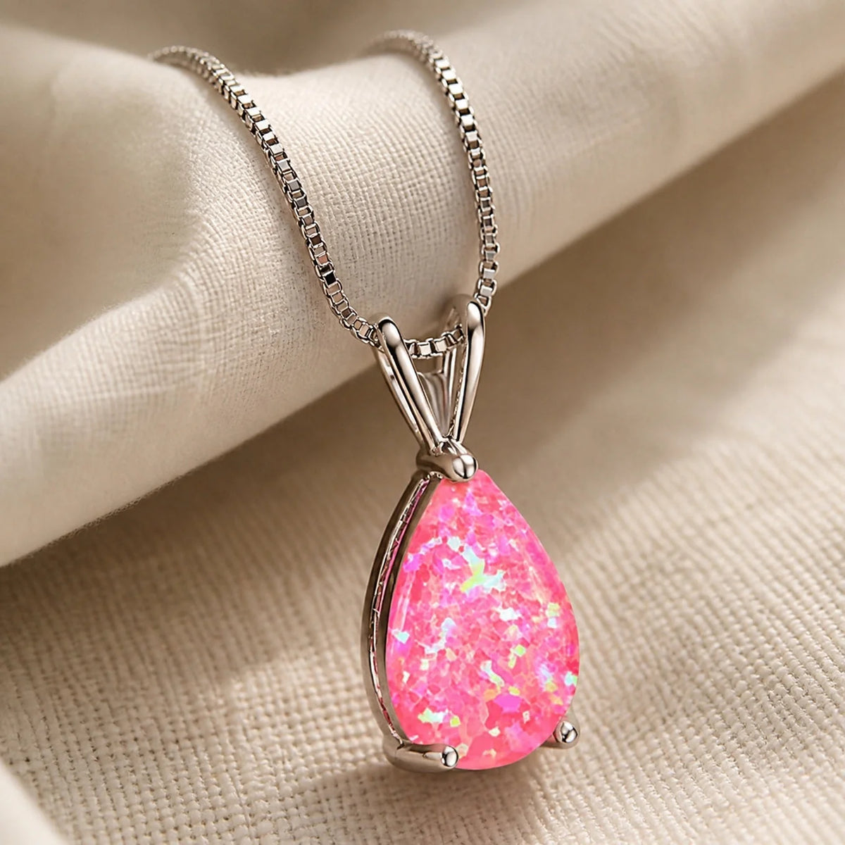 Pendant Necklace Infinity Symbol With Opal Accent
