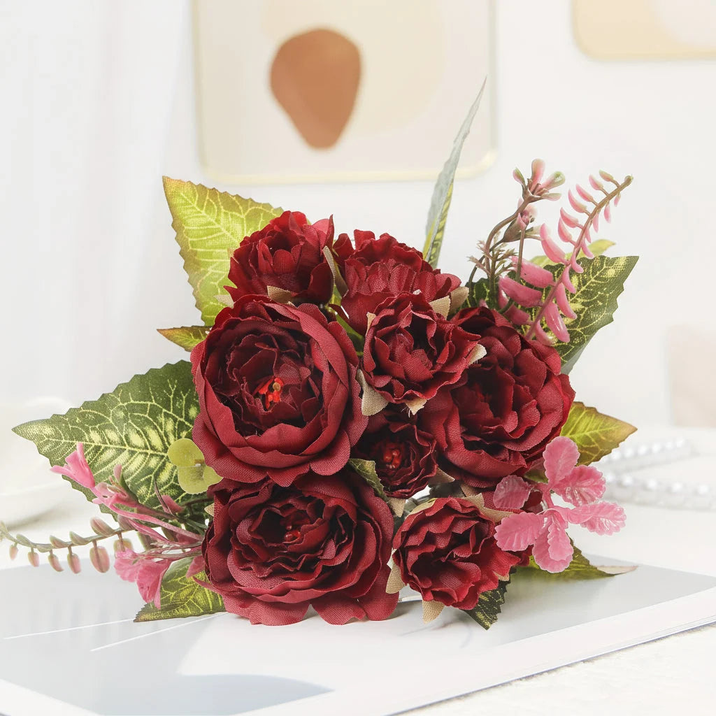Peony Bouquet Realistic Layered Blooms Wired & Trimmable Stems