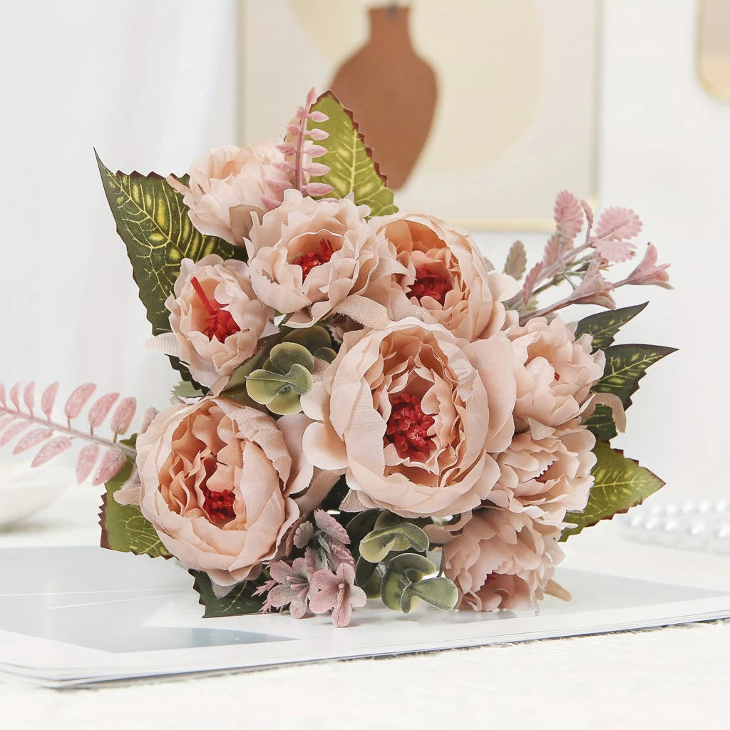 Peony Bouquet Realistic Layered Blooms Wired & Trimmable Stems