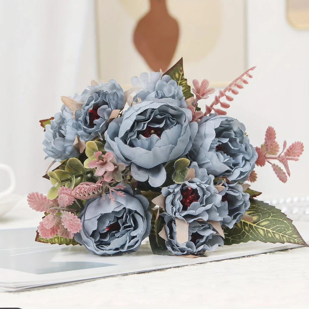 Peony Bouquet Realistic Layered Blooms Wired & Trimmable Stems