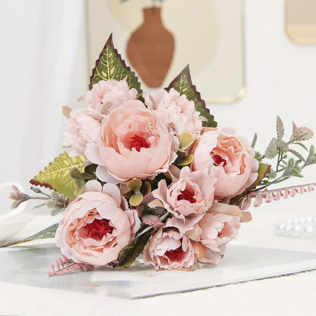 Peony Bouquet Realistic Layered Blooms Wired & Trimmable Stems