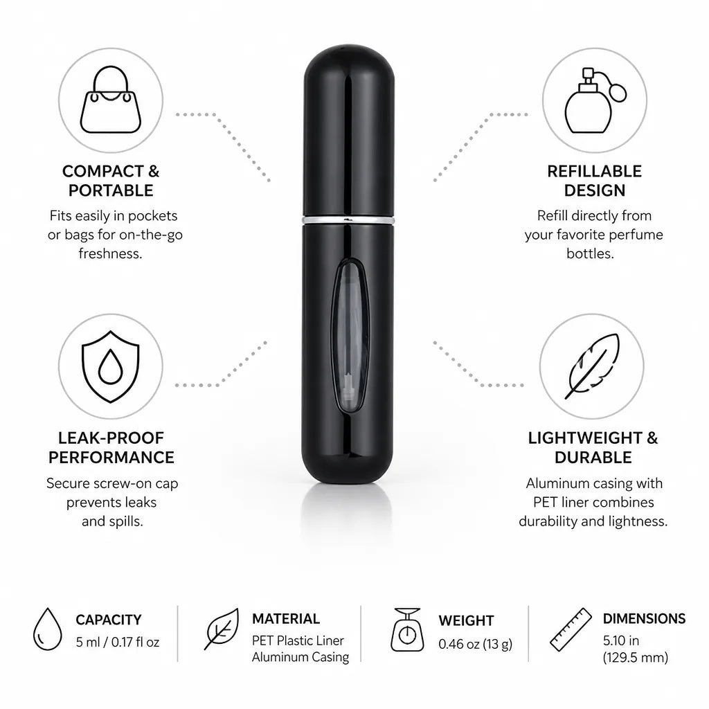 Perfume Atomizer Refillable Aluminum 5 ml