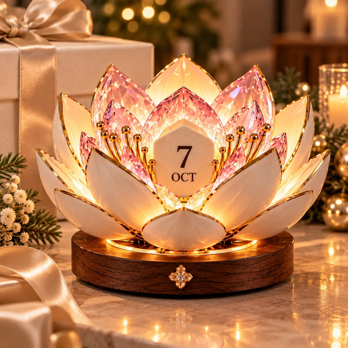 Perpetual Calendar Blooming Flower Desktop Display
