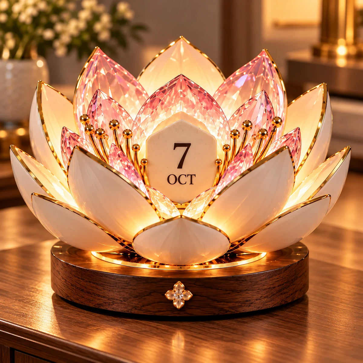 Perpetual Calendar Blooming Flower Desktop Display