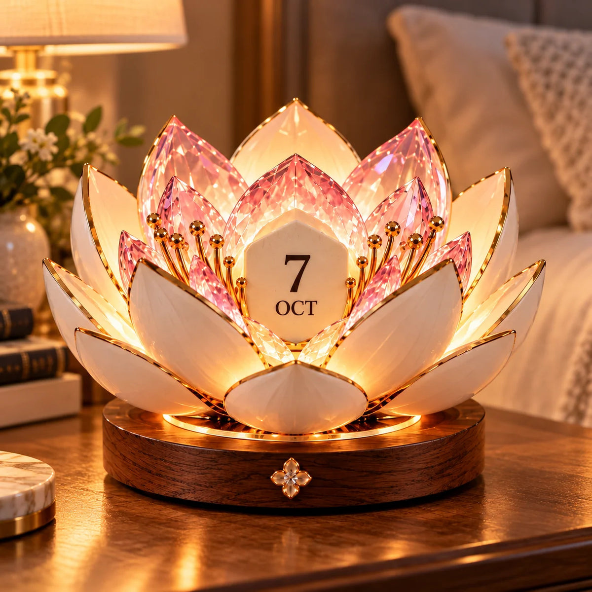 Perpetual Calendar Blooming Flower Desktop Display