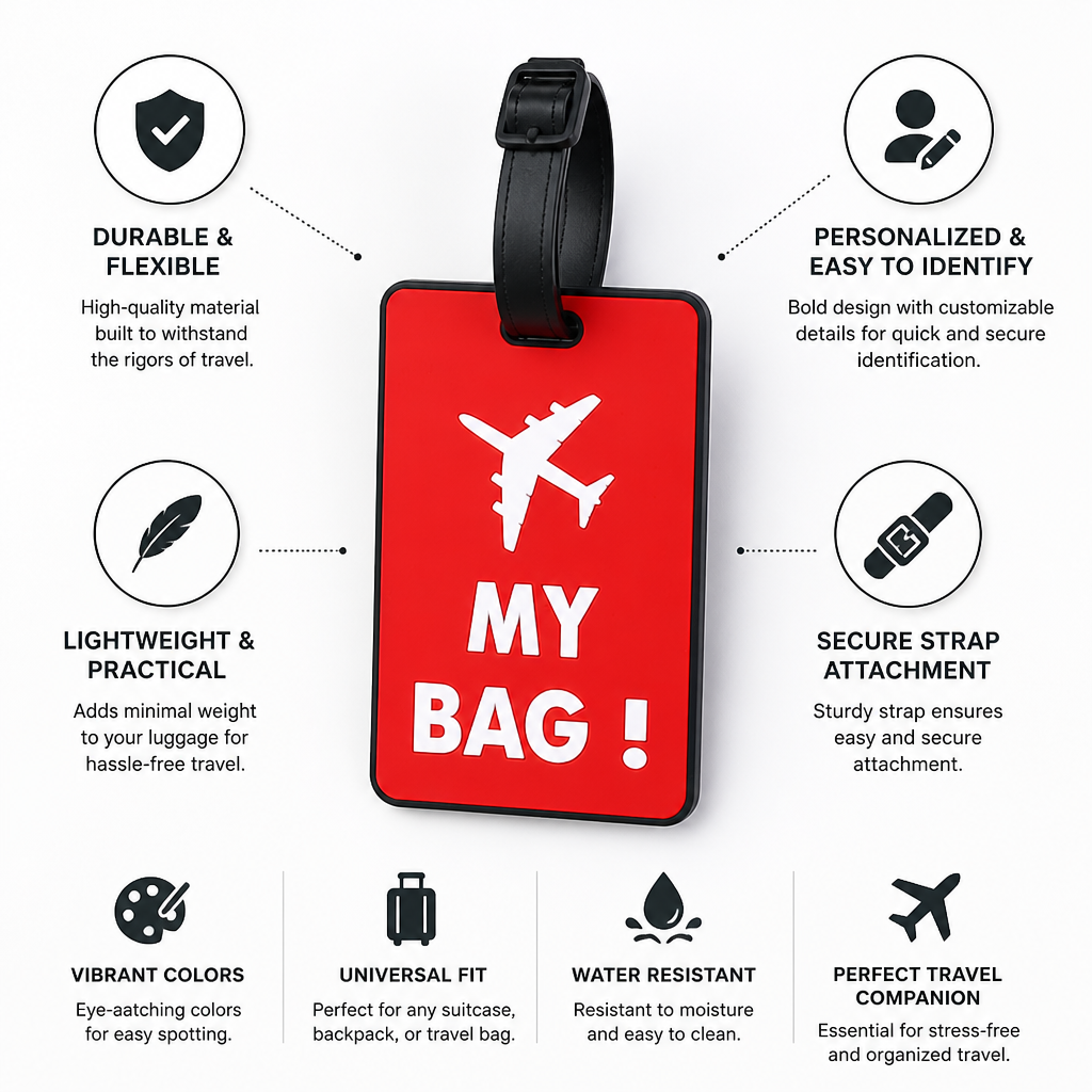 Personalized Lightweight & Durable Luggage Tag (With Strap)