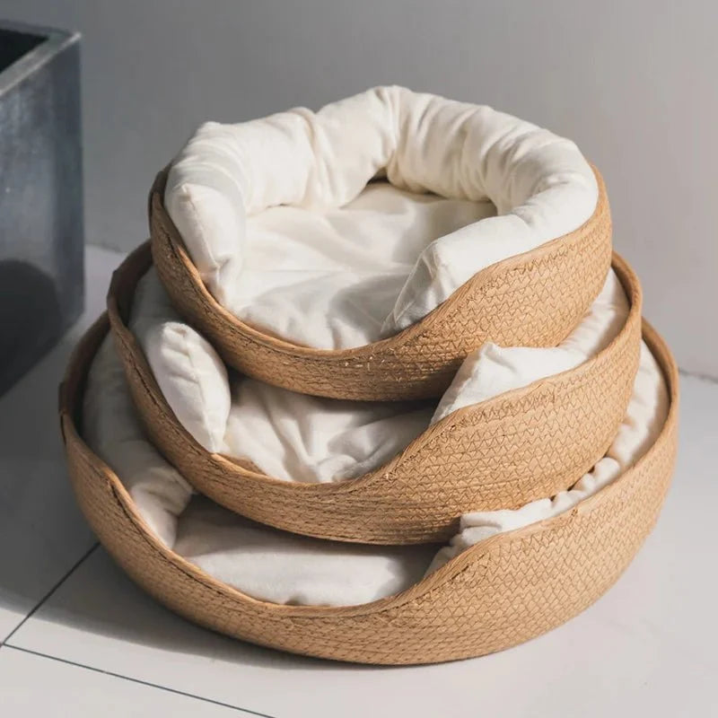 Pet Bed Bamboo Wicker Breathable Wipe-Clean
