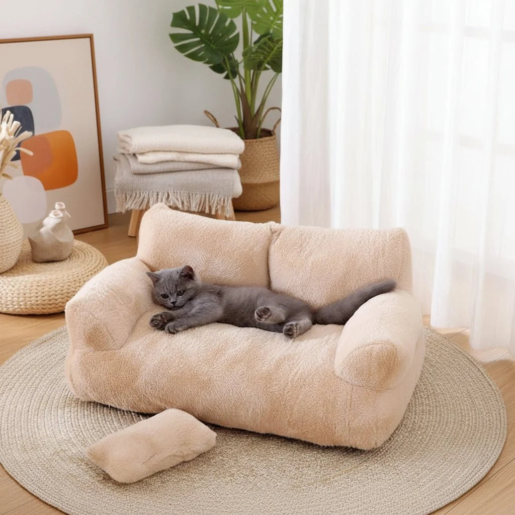 Pet Bed Ergonomic Raised Edge Removable Washable Cover