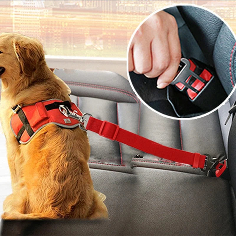 Pet Car Seat Belt Adjustable Quick-Release Nylon Restraint