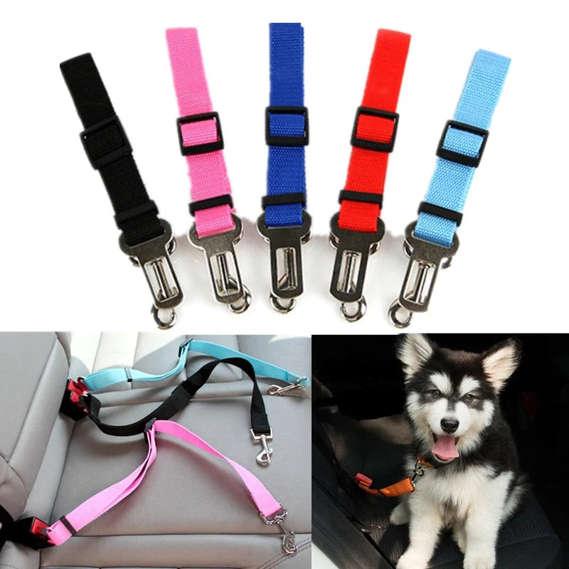 Pet Car Seat Belt Adjustable Quick-Release Nylon Restraint