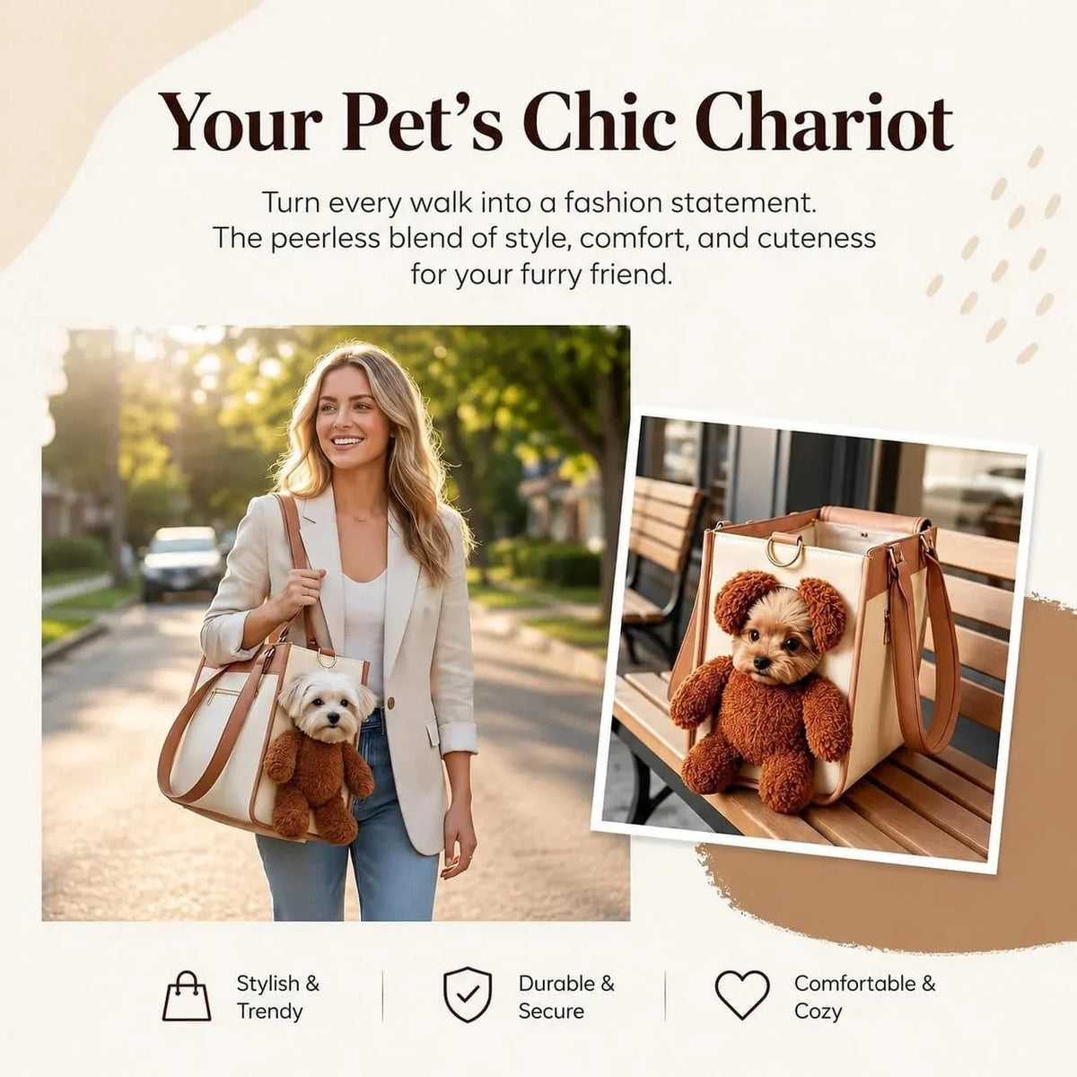 Pet Carrier Breathable Mesh Viewing Window Water-Resistant Vegan Leather