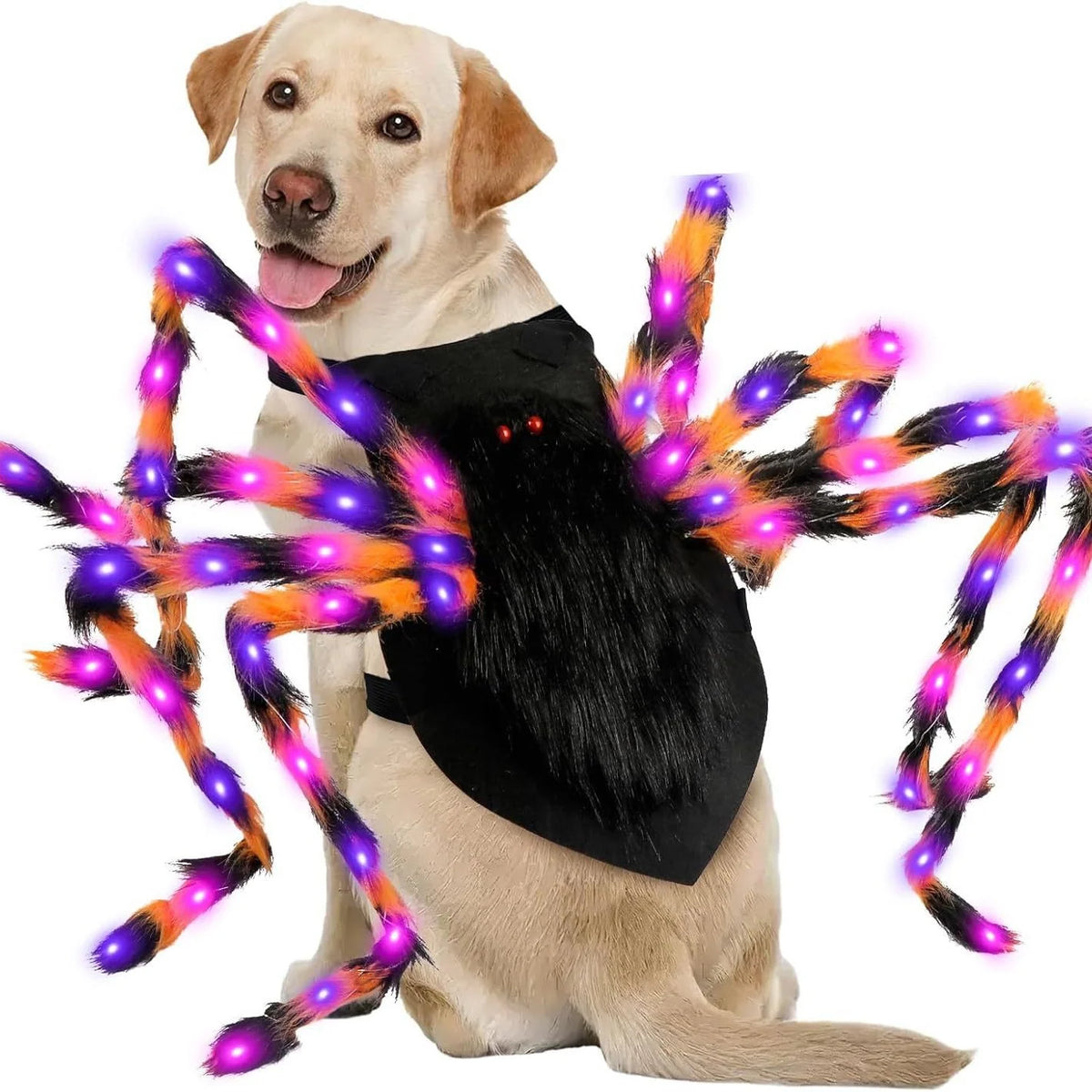 Pet Costume Spider Design Eight Movable Plush Legs Adjustable Velcro Straps