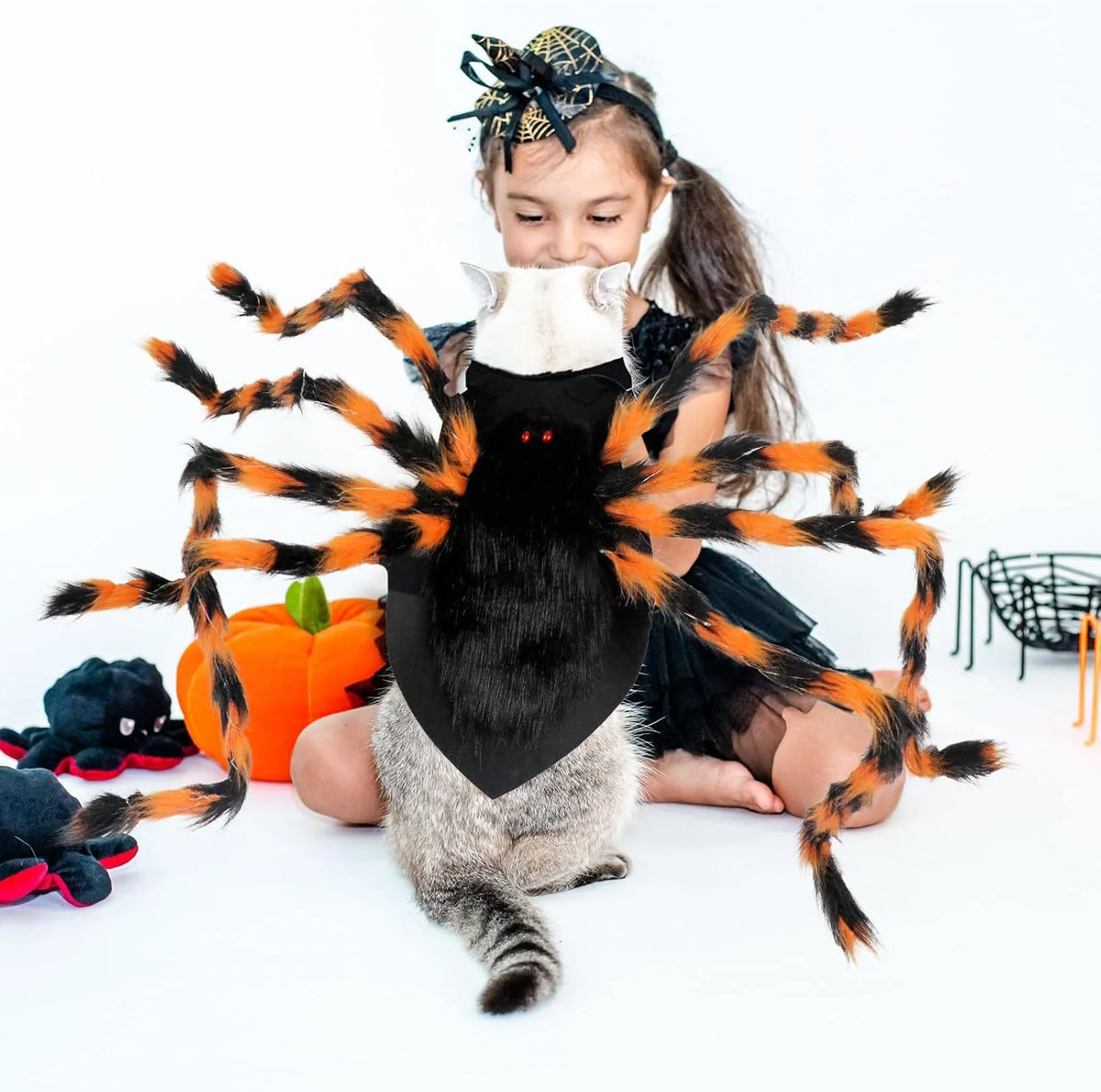 Pet Costume Spider Design Eight Movable Plush Legs Adjustable Velcro Straps