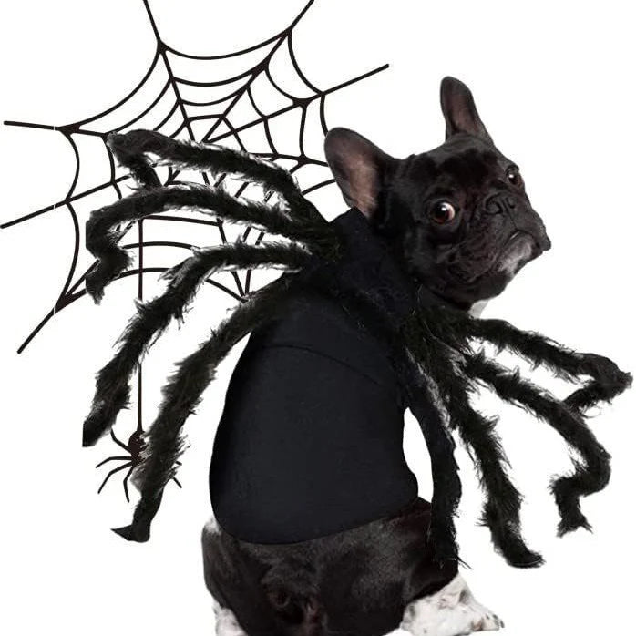 Pet Costume Spider Design Eight Movable Plush Legs Adjustable Velcro Straps