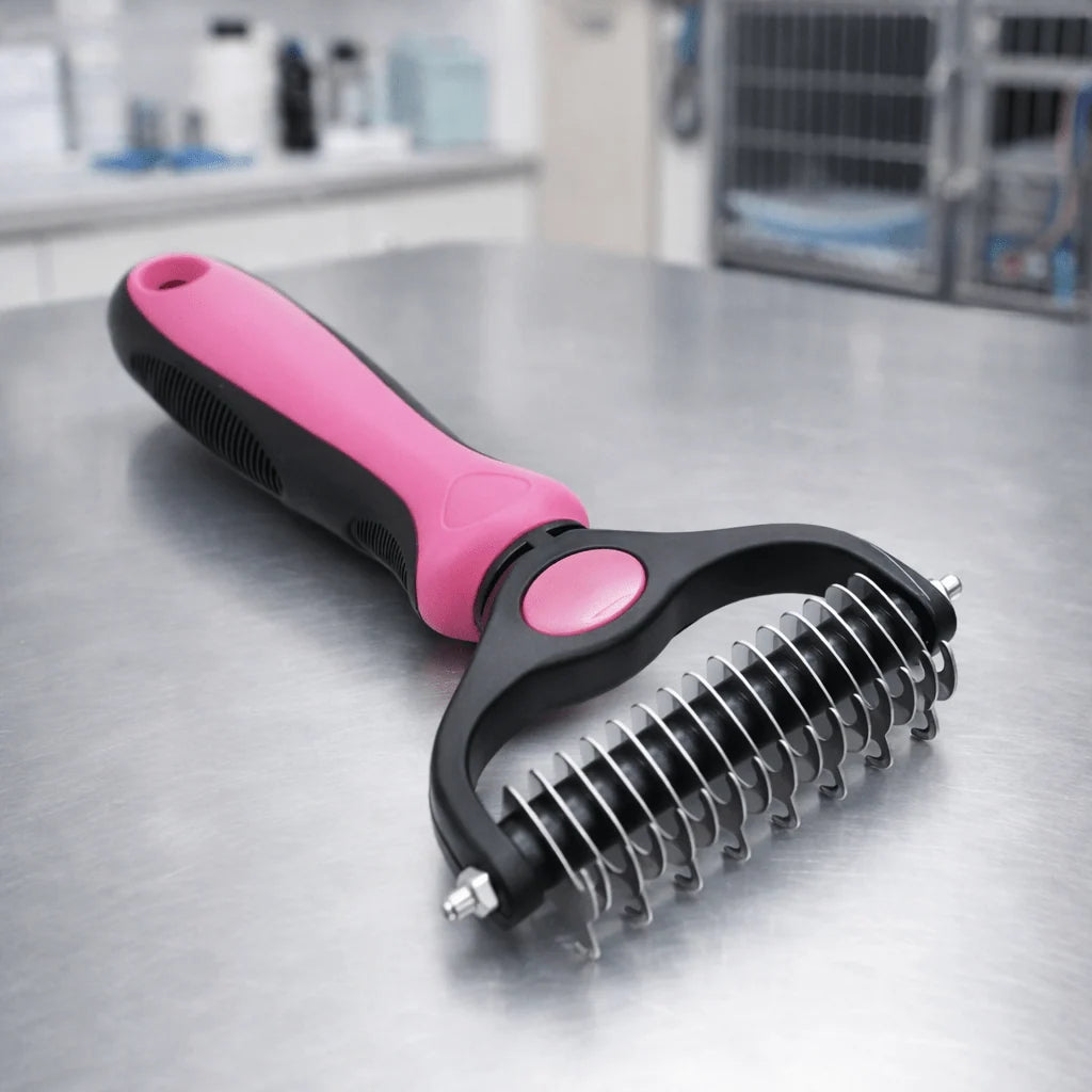 Pet Grooming Brush Gentle Bristles Ergonomic Handle Loose Hair Removal