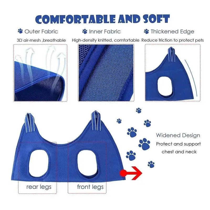 Pet Grooming Hammock Four-Leg Openings for Nail Trimming