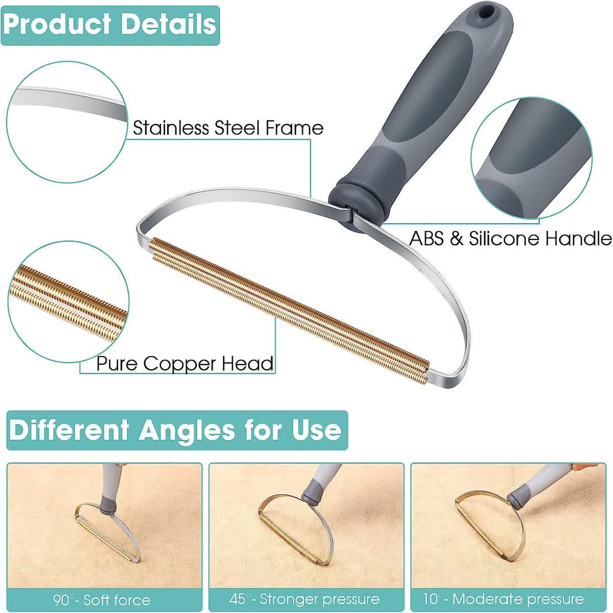 Pet Hair Remover Rake Serrated Copper Edge