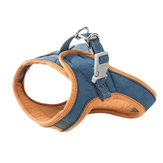 Pet Harness and Leash Reflective Suede Secure Buckle